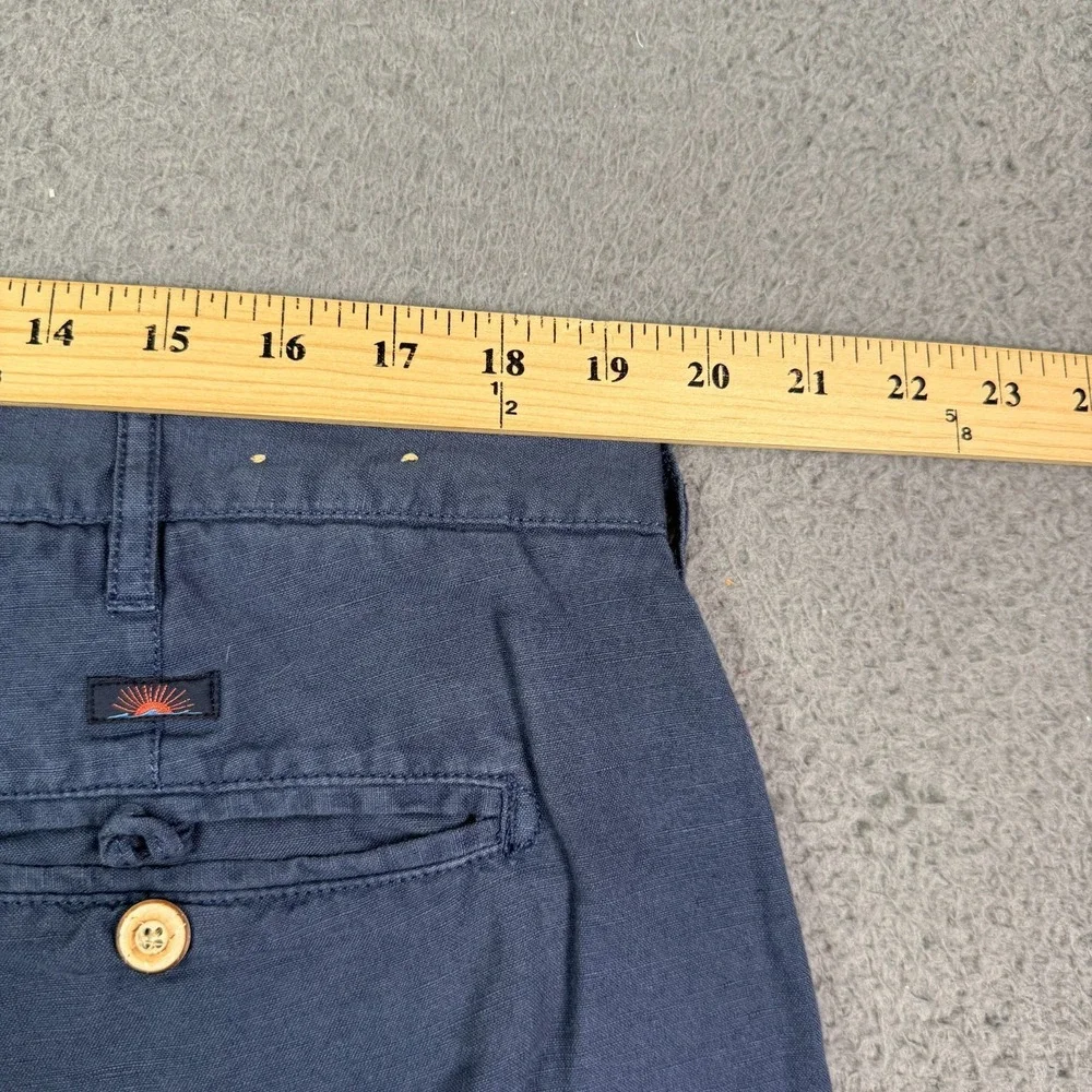 Faherty Shorts Malibu Mens 38 Navy Blue Summer Linen Cotton Blend Golf Beach